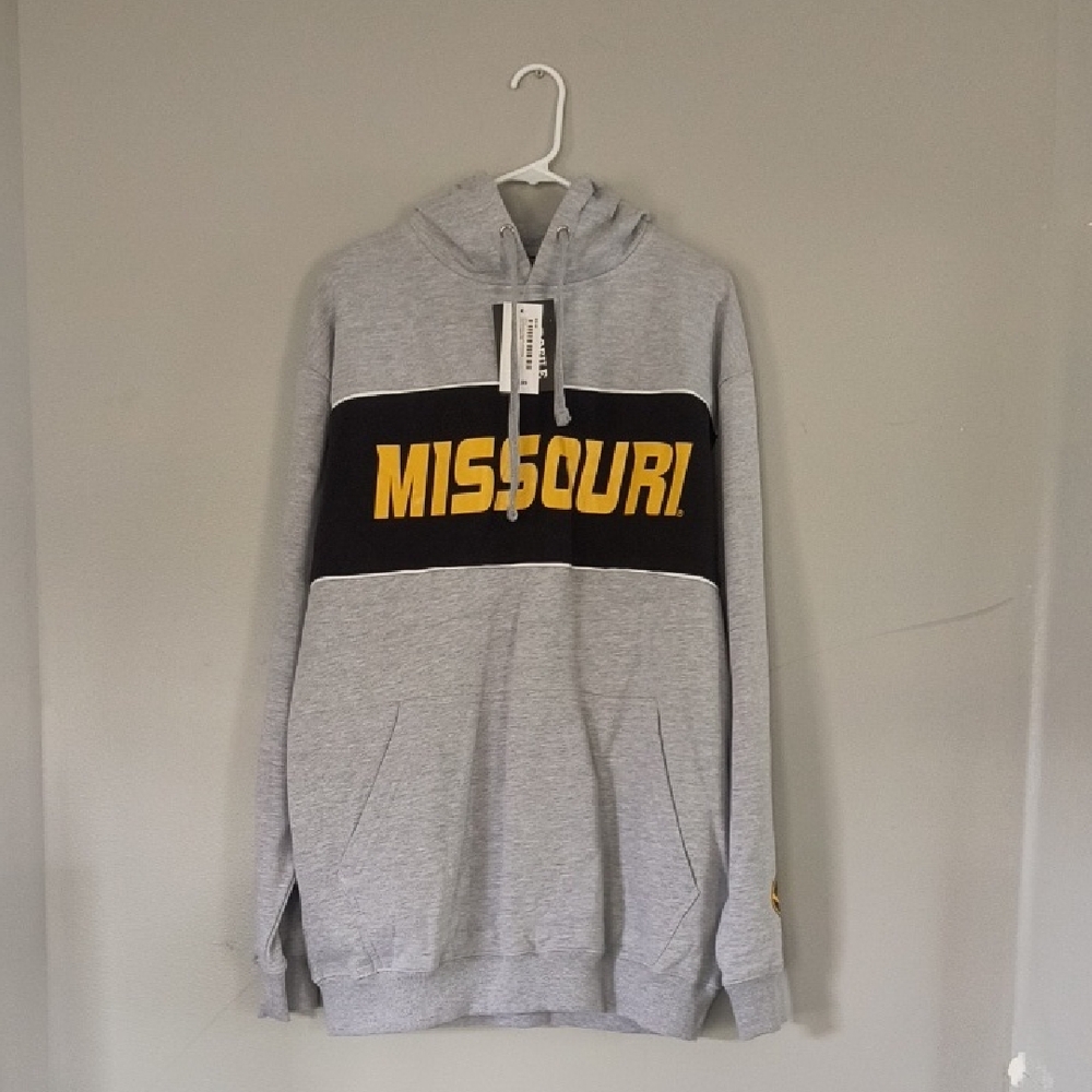 Missouri Grey Pullover Hoodie with Black Chest Panel